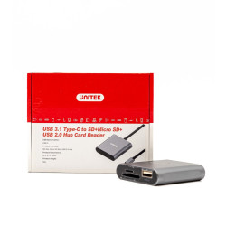 Unitek Czytnik kart SD/microSD z hubem USB-A'