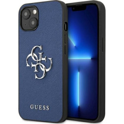 Guess Saffiano 4G Big Silver Logo do iPhone 13 mini (niebieski)'