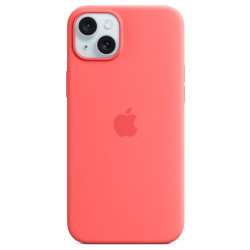 Apple iPhone 15 Plus Silicone Case with MagSafe guava'