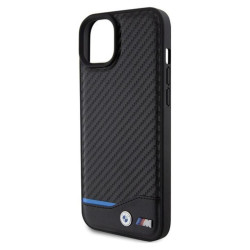 BMW Leather Carbon Blue Line iPhone 15 Plus (czarny)'