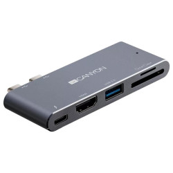 Replikator - Canyon DS-5 do MacBook Pro/Air Plug and Play 5w1 Szara'