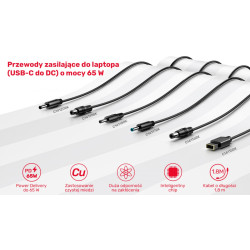 Unitek Kabel zasilający do Lenovo 65W USB-C - DC4,0mm'