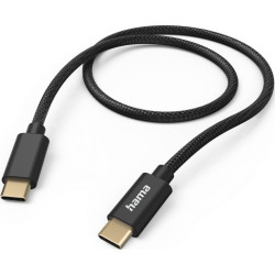 Hama Fabric USB-C- USB-C, nylonowy, 1.5m, czarny'