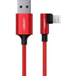 UGREEN US299 Lightning do USB-A kątowy, 2.4A, 1m (czerwony)'