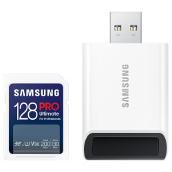 Samsung PRO Ultimate SDXC 128GB UHS-I U3 [Zapis 130MB/s Odczyt 200MB/s] z czytnikiem'