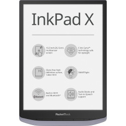 Czytnik PocketBook Inkpad X metallic gray (PB1040-J-WW) Ekran dotykowy | 10,3 cala | rozdzielczość 1404x1872 | 32GB | doświetlana matryca | E-ink Mobius Carta'