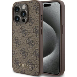 Guess 4G Metal Gold Logo - Etui iPhone 15 Pro (brązowy)'