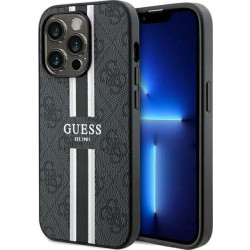Guess 4G Printed Stripes MagSafe - Etui iPhone 15 Pro (czarny)'