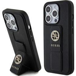 Guess Grip Stand 4G Saffiano Strass Logo - Etui iPhone 15 Pro (czarny)'