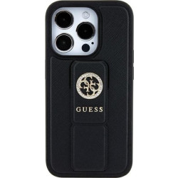 Guess Grip Stand 4G Saffiano Strass Logo - Etui iPhone 15 (czarny)'