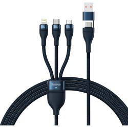 Baseus Flash Series 2 USB 3w1, USB-C + micro USB + Lightning, 100W, 1.2m (niebieski)'