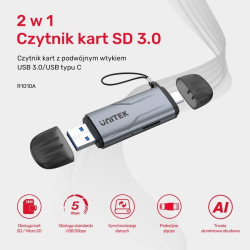 Unitek Czytnik kart SD/microSD USB-A 5Gbps/USB-C'