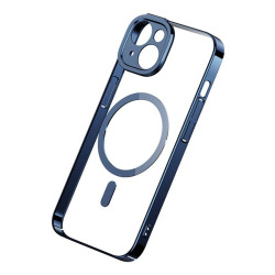Baseus Glitter zestaw ochronny przeźroczyste etui magnetyczne i szkło hartowane do iPhone 14 niebieski'