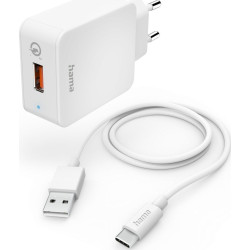 Hama Qualcomm, 19.5 W + kabel USB-C 1,5m, biała'