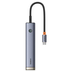 Replikator - Baseus Metal Gleam Series 6w1 30Hz -USB-C do 3x USB 3.0 + HDMI + USB-C PD + Ethernet RJ45'