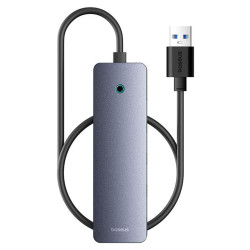 Baseus 4w1 UltraJoy Lite 50cm USB-A do 4x USB 3.0 + USB-C 5V (szary)'