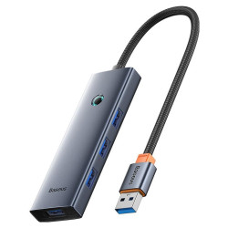 Baseus UltraJoy Series Lite 4-Port 20cm (USB do 4xUSB 3.0+USB-C 5V) (szary)'