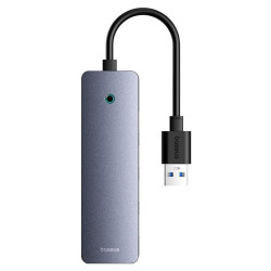 Baseus 4w1UltraJoy Lite 15cm USB-A do 4x USB 3.0 + USB-C 5V (szary)'