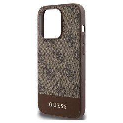 Guess 4G Bottom Stripe Metal Logo Collection - Etui iPhone 15 Pro (brązowy)'