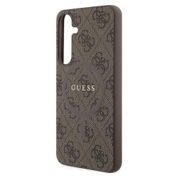 Guess 4G Collection Leather Metal Logo MagSafe - Etui Samsung Galaxy S24+ (brązowy)'