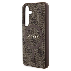 Guess 4G Collection Leather Metal Logo MagSafe - Etui Samsung Galaxy S24 (brązowy)'