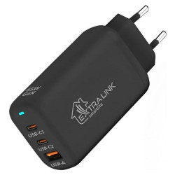 Extralink CHARESL02 Smart Life Fast Charger 65W GaN 2x USB-C, USB-A'