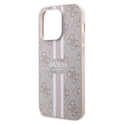 Guess 4G Printed Stripes MagSafe - Etui iPhone 15 Pro (różowy)'