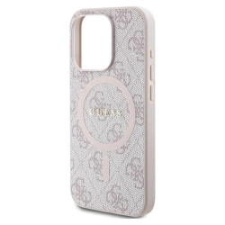 Guess 4G Collection Leather Metal Logo MagSafe - Etui iPhone 13 Pro (różowy)'