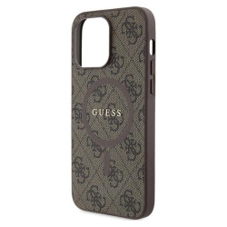 Guess 4G Collection Leather Metal Logo MagSafe - Etui iPhone 13 Pro (brązowy)'