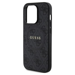 Guess 4G Collection Leather Metal Logo MagSafe - Etui iPhone 14 Pro (czarny)'