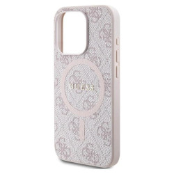 Guess 4G Collection Leather Metal Logo MagSafe - Etui iPhone 14 Pro (różowy)'