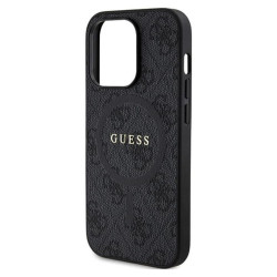 Guess 4G Collection Leather Metal Logo MagSafe - Etui iPhone 15 Pro (czarny)'