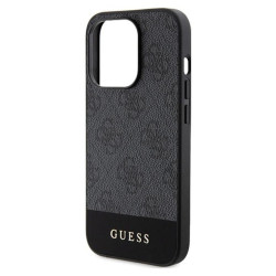 Guess 4G Bottom Stripe Metal Logo Collection - Etui iPhone 15 Pro (szary)'
