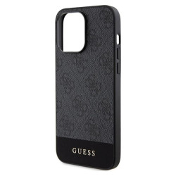 Guess 4G Bottom Stripe Metal Logo Collection - Etui iPhone 15 Pro Max (szary)'