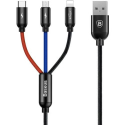 Baseus USB3w1 USB-C / Lightning / Micro 3,5A 0,3m (czarny)'