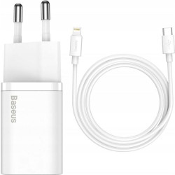 Baseus Super Si Quick Charger 1C 20W z przewodem USB-C do Lightning 1m (biała)'