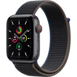 Apple Watch SE GPS + Cellular, 44mm Space Gray Aluminium Case with Charcoal Sport Loop'