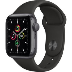 Apple Watch SE GPS, 40mm Space Gray Aluminium Case with Black Sport Band - Regular'