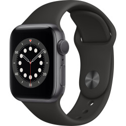 Apple Watch 6 GPS 40mm aluminium, gwiezdna szarość | czarny pasek sportowy (MG133WB/A)'