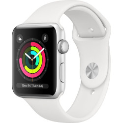 Apple Watch Series 3 GPS, 38mm Silver Aluminium Case with White Sport Band'