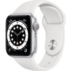Apple Watch Series 6 GPS + Cellular, 44mm Silver Aluminium Case with White Sport Band - Regular'