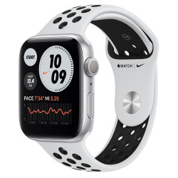 Apple Watch Nike 6 GPS 44mm aluminium, srebrny | platyna/czarny pasek sportowy (MG293WB/A)'