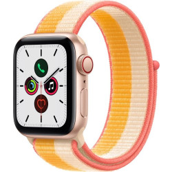 Apple Watch SE GPS + Cellular, 40mm Gold Aluminium Case with Maize/White Sport Loop'