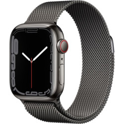 Apple Watch Series 7 GPS + Cellular, 41mm Graphite Stainless Steel Case with Graphite Milanese Loop'