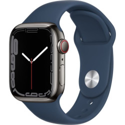 Apple Watch Series 7 GPS + Cellular, 41mm Graphite Stainless Steel Case with Abyss Blue Sport Band - Regular'