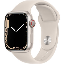 Apple Watch Series 7 GPS + Cellular, 41mm Starlight Aluminium Case with Starlight Sport Band - Regular'