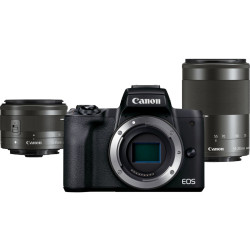 Aparat cyfrowy Canon EOS M50 Mark II czarny + obiektywy EF-M 15-45mm IS STM + EF-M 55-200mm IS STM (4728C015)'