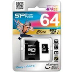 Karta pamięci Silicon Power microSDXC Elite 64GB CL10 UHS-1 (U1) + ADAPTER microSD-SD (SP064GBSTXBU1V10SP)'