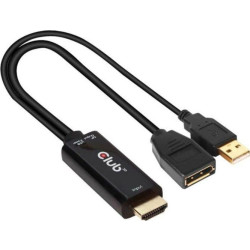 Adapter Club3D CAC-1331 (HDMI to DisplayPort Cable Adapter 4k@60HZ ompatible with Laptop  PS4/5  Xbox One  NS  Mac Mini)'