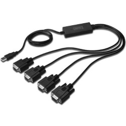 Adapter DIGITUS DA-70159 (USB M - 4x RS-232 M; 1 5m; kolor czarny)'
